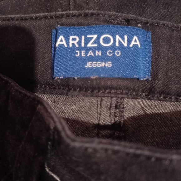 Arizona Solid Black Jeggings Size 10 Regular Adj. Waist Straight Leg - Picture 3 of 4